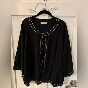 Dress barn Black/white Cardigan Sweater with white stitching. Size 22/24